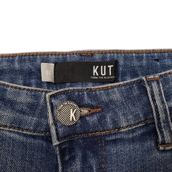Kut from the Kloth Reese Ankle Straight Leg Jeans Womens 00 Distressed Fray - Picture 2 of 10